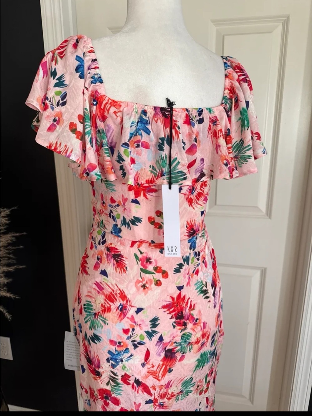 NWT NSR (Napean Sea Road) Floral Ruffled Midi Dress SIZE Small - Picture 6 of 12